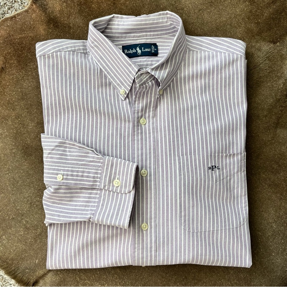 Ralph Lauren Striped Logo Embroidered Pony Button Front Shirt